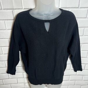 Catherine MALANDRINO women raglan 3/4 sleeve black sweater/size M